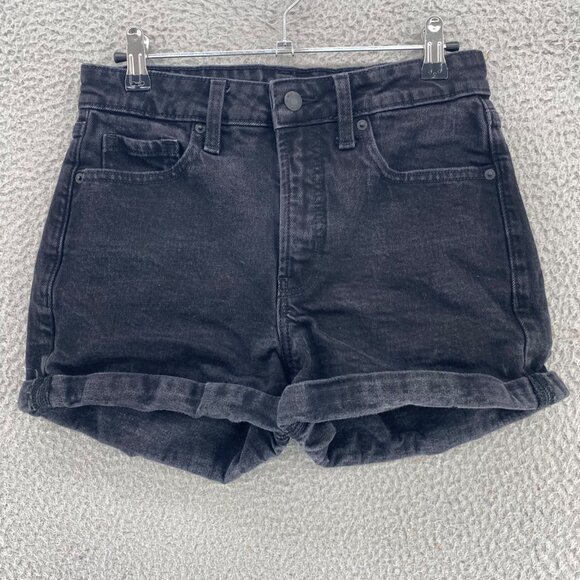 Old Navy Shorts Womens 6 Black OG Denim Cuffed Jeans Slimming Stretch Everyday - Picture 1 of 11